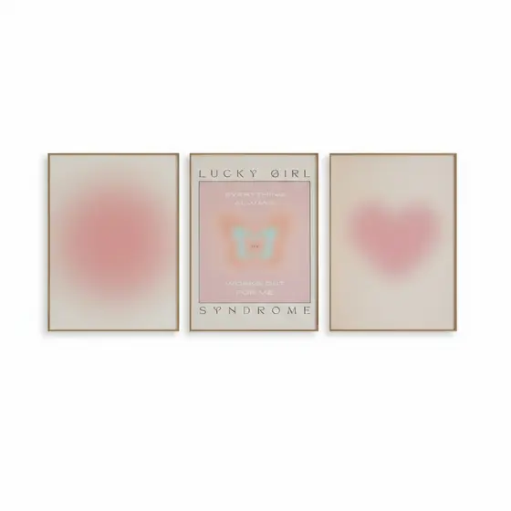 Quadros decorativos Borboleta, coração e bola energia aura espiritual aesthetic (3 peças)
