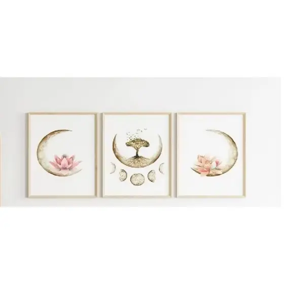Quadros Decorativos 3 peças Lua 30x40