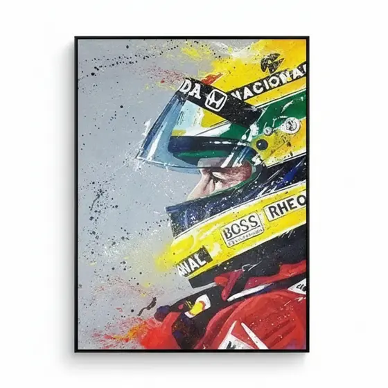 Quadro decorativo Escandinavo Minimalista, Ayrton Senna Fórmula 1 60x90