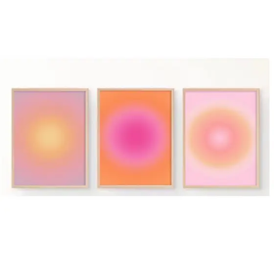 Quadros decorativos Retro abstrato positivo espiritual rosa aura estético pintura (3 peças)