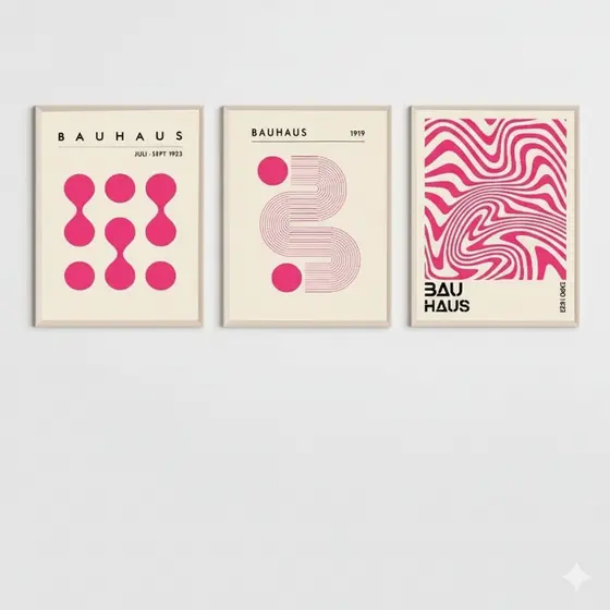 Quadros decorativos geométrica rosa, pintura abstrata moderna (3 peças)