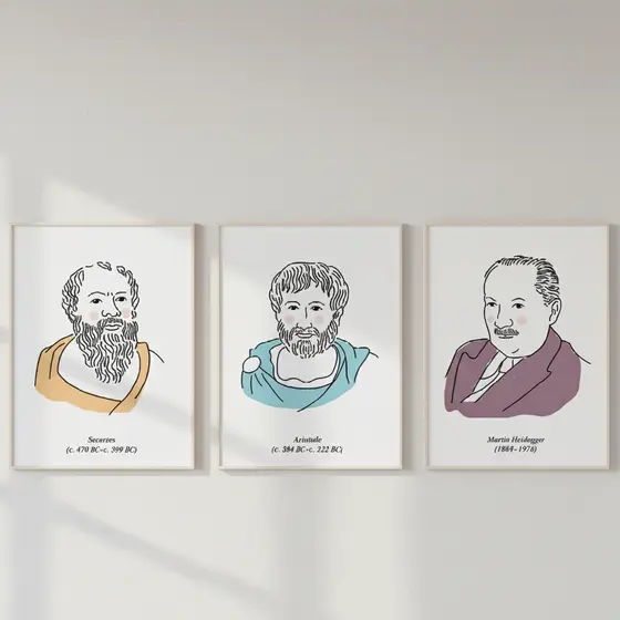 Quadros decorativos Filósofos pinturas minimalistas (3 peças- sem moldura)
