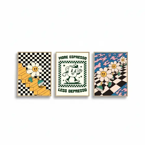Quadros decorativos Cartoon divertido imagens felizes (3 peças)