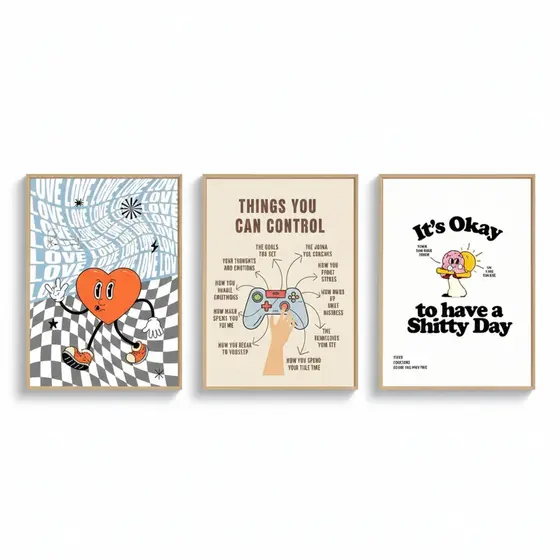 Quadros decorativos Cartoon divertido imagens felizes (3 peças)