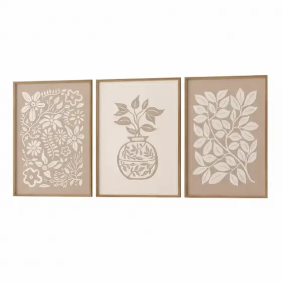 Quadros decorativos Plantas abstratas minimalistas bege, arte (3 peças)
