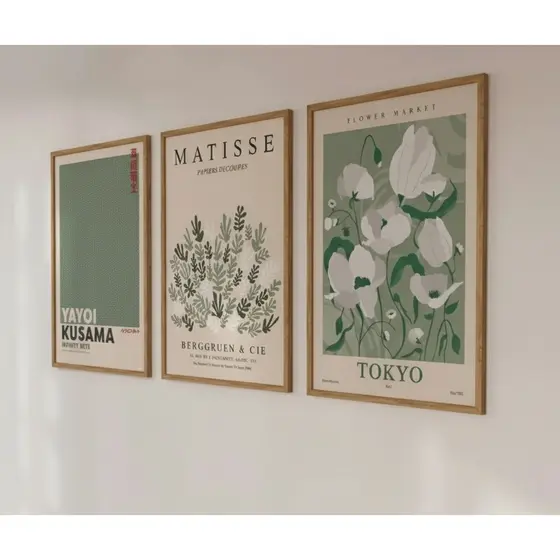 Quadro decorativo Modern Nordic Sage Green Flowe sala quarto interno da casa