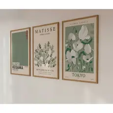 Quadro decorativo Modern Nordic Sage Green Flowe sala quarto interno da casa