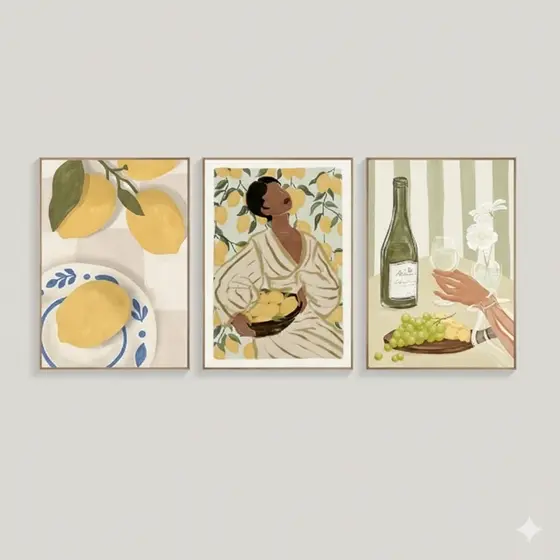 Quadros decorativos Escandinavo minimalista Boho Wall Art verde (3 peças)