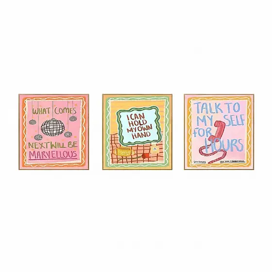 Quadros decorativos Frases e Imagens coloridas aesthetic (3 peças)