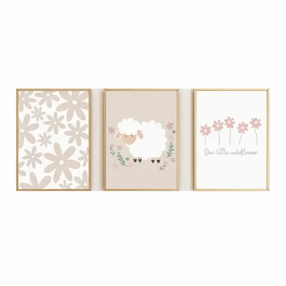 Quadros decorativos Infantis Ovelhinha (3 peças)
