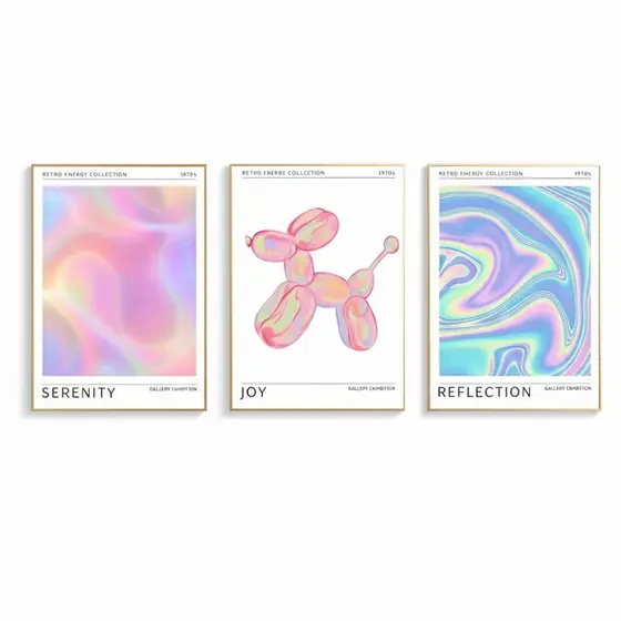 Quadro decorativo Poster holográfico abstrato 40x60 cada