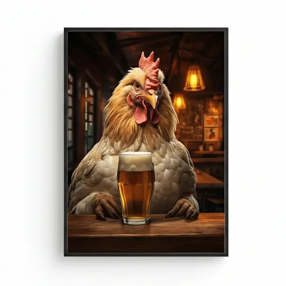 Quadro decorativo galo no bar 60x90