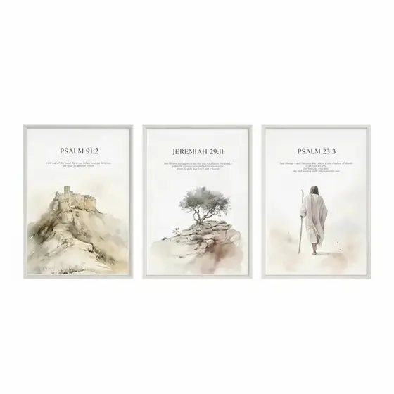 Quadros decorativos Religiosos Salmos 20x30 (3 peças)