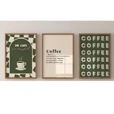 Quadros decorativos Café mergulhador pintura na moda galeria de cozinha (3 peças)