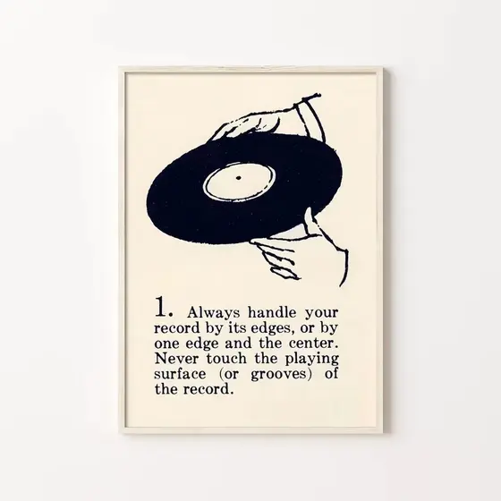 Quadro decorativo Ilustração mãos segurando disco de vinil (1 peça)