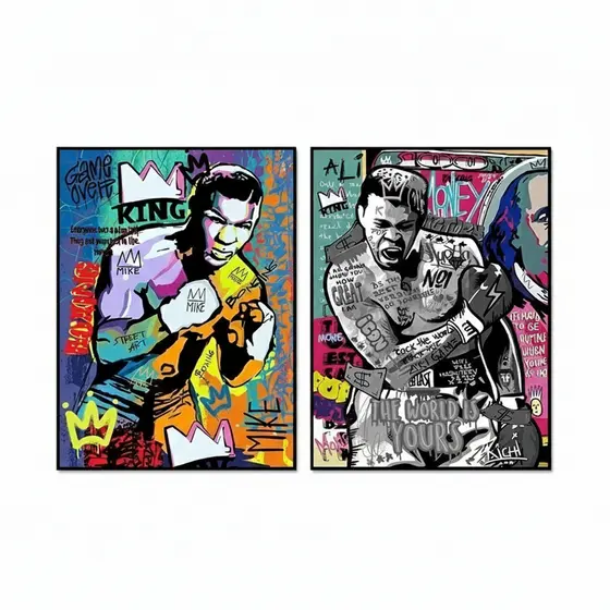 Quadro decorativo Boxe Mike Tyson Retrato Poster, Graffiti 40x60