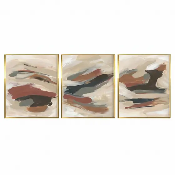 Quadro decorativo mosaico Pintura em tons neutro (3 peças)
