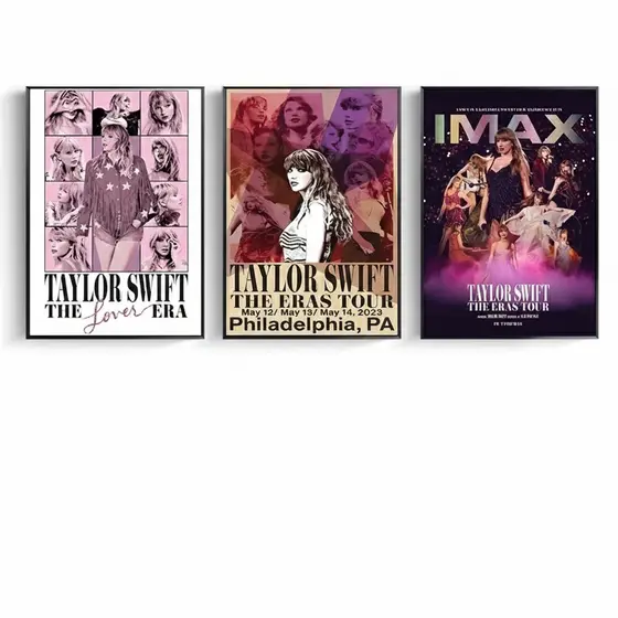 Quadro decorativo Pop Cantor T-Taylor Swift Palco Foto Posters (3 peças 40x60)