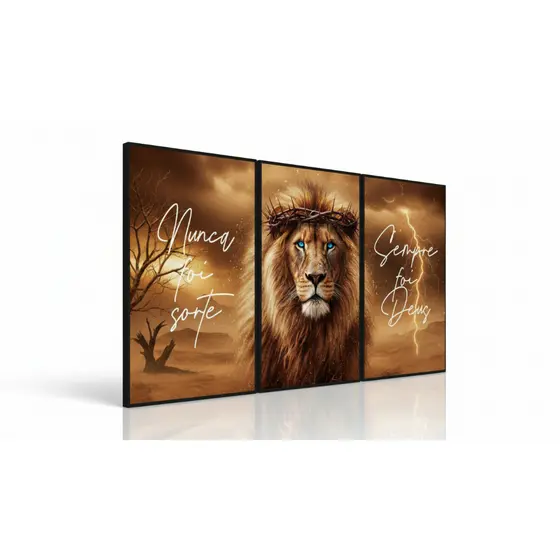 Quadros decorativos Leão de Judá Cristão Religioso (3 peças)