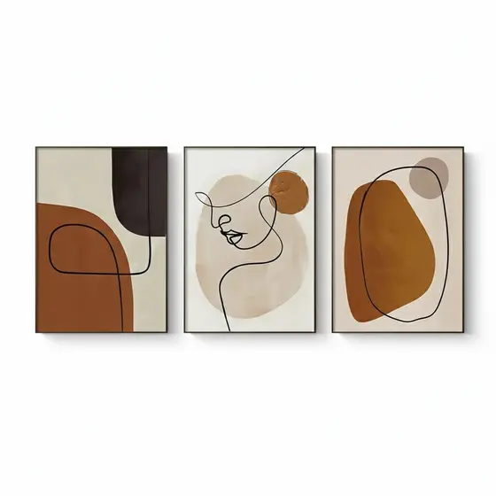 Quadro decorativo Boho Abstrato Bege Geométrica 40x60