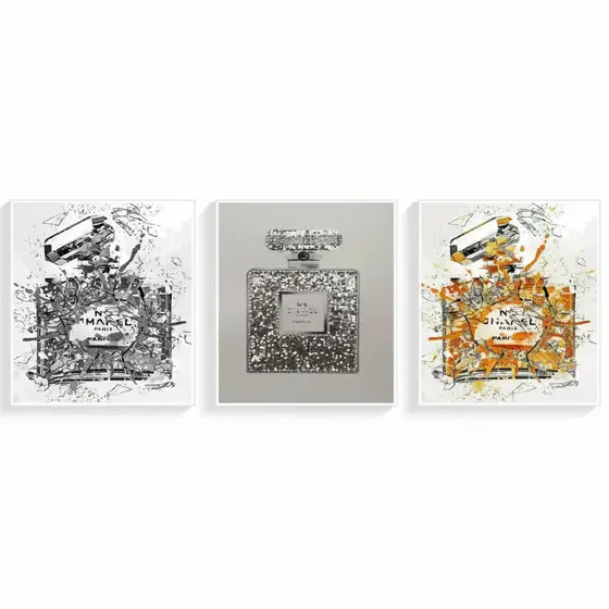 Quadros decorativos Perfumes Imagens coloridas (3 peças)