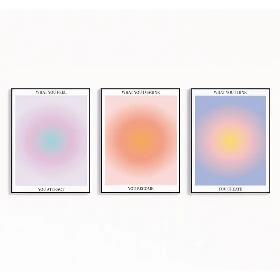 Quadro decorativo Positivo Aura Espiritual Gradiente (3 peças 40x60)