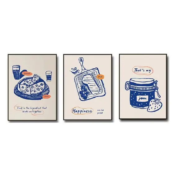 Quadros decorativos Comida estilo moderno para decoração de cozinha sobremesa bolo padeiro (3 peças)
