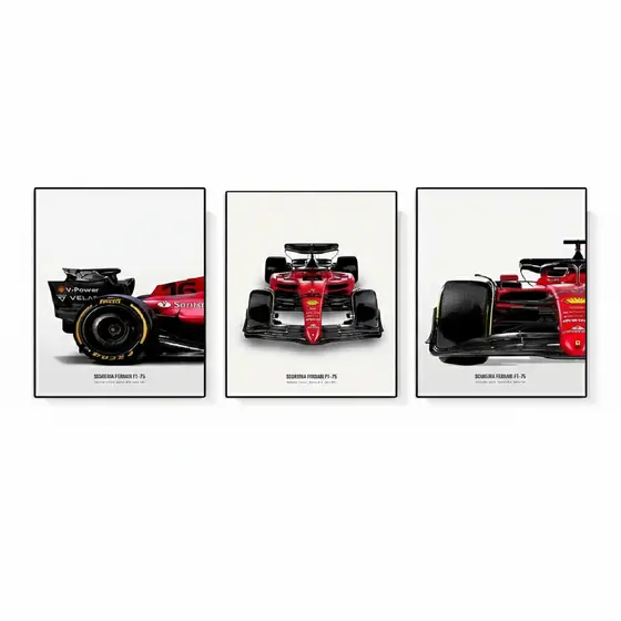 Quadros decorativos Fórmula 1 Ferrari (3 peças)