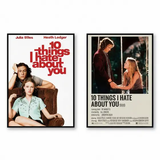 Quadros decorativos Filme "10 coisas que eu odeio em você" (2 peças)
