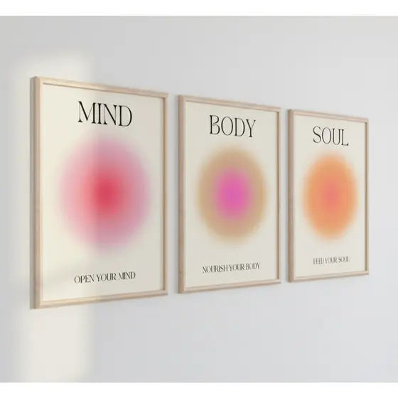 Quadro decorativo Mente corpo alma positiva aura energia na moda gradiente espiritual pintura da arte da parede