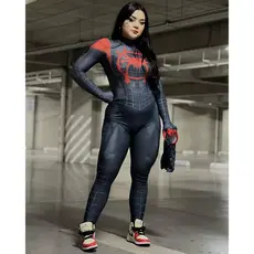 Fantasia Feminina Miles Morales Mulher Homem Aranha Traje