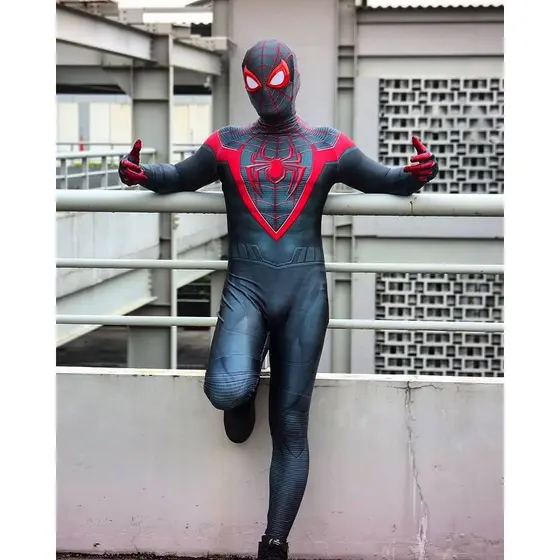 Fantasia Cosplay C/ Lentes Miles Ultimate Game Homem Aranha