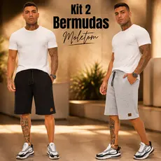Kit 2 Bermudas de Moletom Masculina Academia Casual Treino