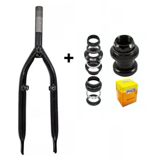 Garfo Mtb Aro 20 Preto Para Bike Jogo de Direção Standard 22.2mm Bicicleta BMX Lazer ou Passeio
