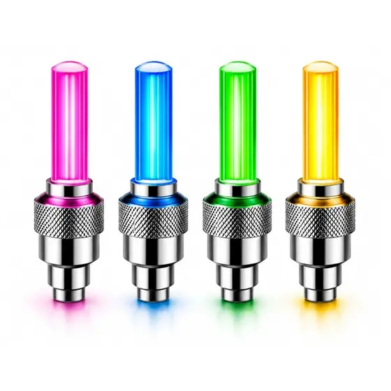 Par Tampa de Válvula LED Neon P/ Pneu Carro Moto Bike Luz Decorativa para Roda Bicicleta