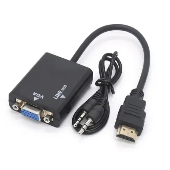 Cabo Adaptador Conversor HDMI para VGA com Áudio HD Para Televisão, Notebook e Monitores