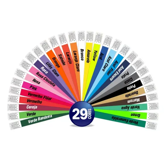 Pulseira Tyvek de Identificação |  Lisa | C/ 10 Folhas | 1 cor | 100 unidades