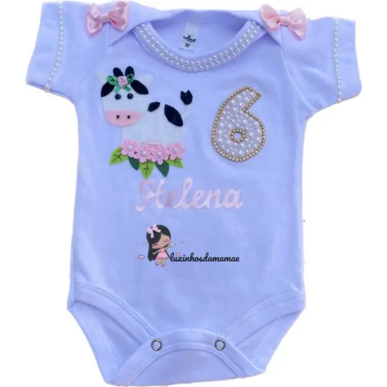 roupa bebe vaquinha vaca luxo, body tematinho animais