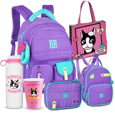 Kit Mochila Estojo Lancheira Coleção RB 2026 Rebecca Bonbon Juvenil Garotas Colorida Voltas as Aulas