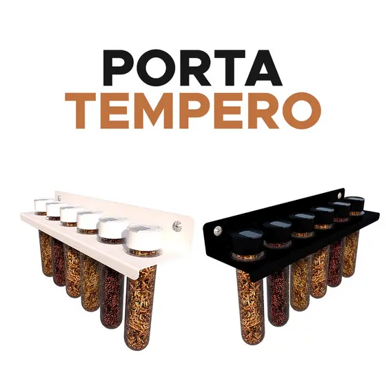 Porta Tempero Acrilico Cozinha Com 6 Tubetes Lançamento Tempero Natural
