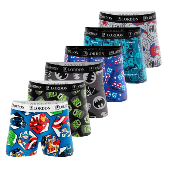 6 Cueca Box Boxer Menino Estampada Infantil Juvenil Pré-Adolescente