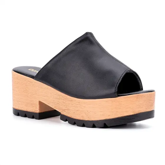 Tamanco Clog Feminino Domidona Plataforma Salto Grosso Tratorado