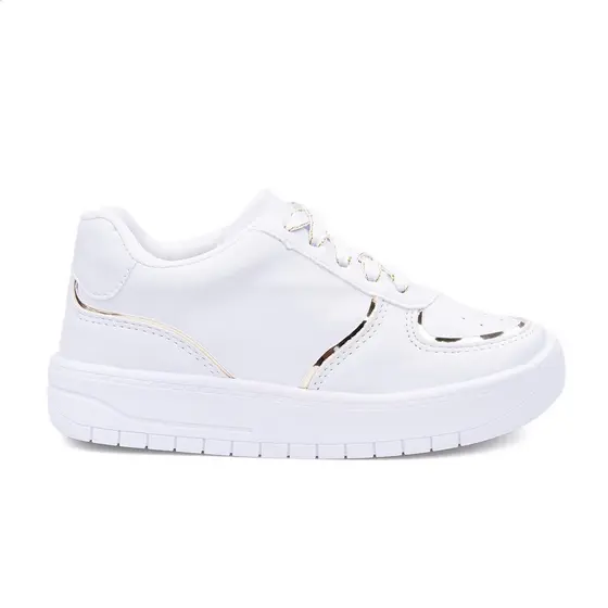 Tênis Infantil Menina Fashion Com Friso Dourado Cano Baixo Casual