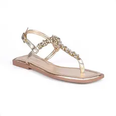 Sandália Rasteira Feminina Domidona Slingback Pedrarias Brilho Bico Quadrado