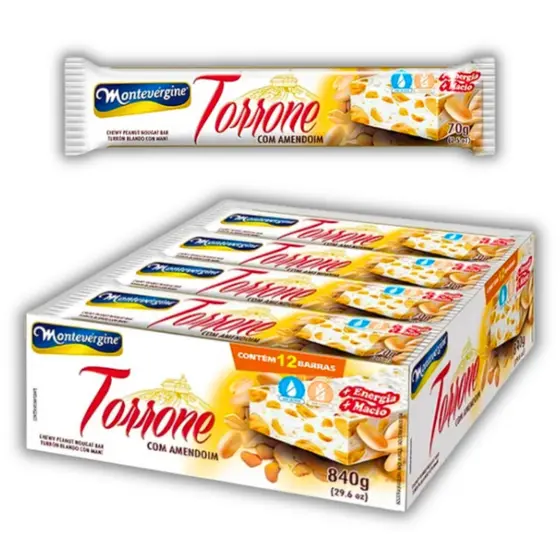 Torrone com Amendoim 70g (Cada) C/12 Unidades 840g Montevérgine