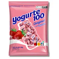 Balas Mastigável Yogurte 100 Original 400g Dori Festa Doces Atacado