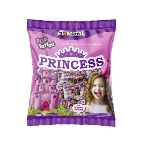 Pirulito Pop Tattoo Princess 400g - Florestal