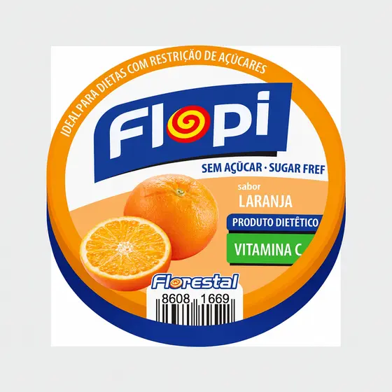 Balas Sabor Laranja Sem Açucar Flopi 40g- Florestal