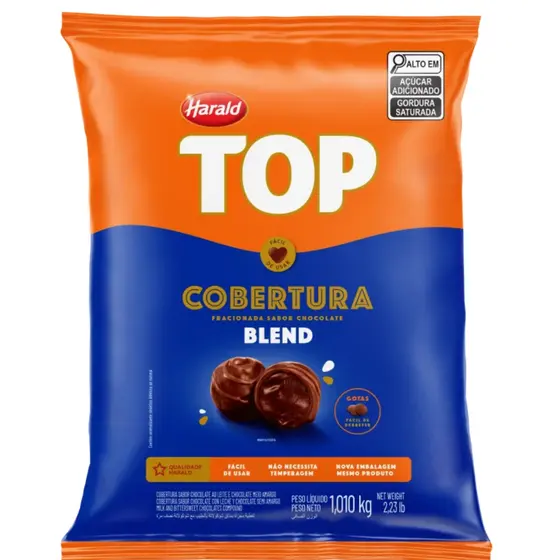 Cobertura Top Chocolate Blend Fracionada em Gotas 1,01kg Harald