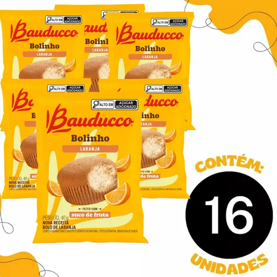 Bolinho Sabor Laranja C/16 Unidades 40g - Bauducco